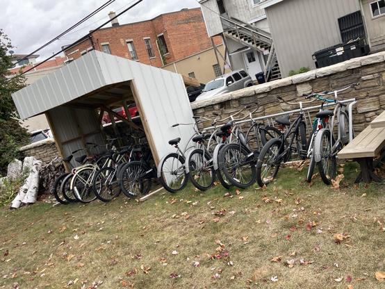 A bunch of bikes.