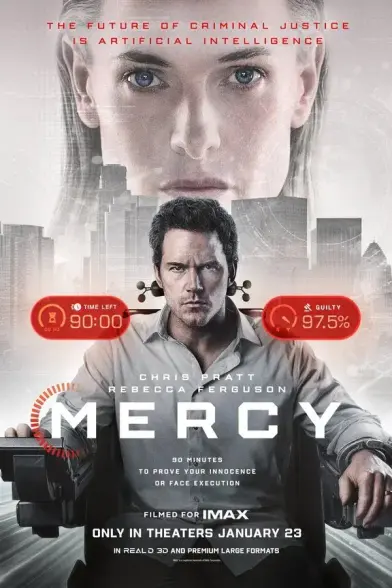 #ChrisPratt #RebeccaFerguson #AnnabelleWallis #KaliReis #RafiGavron #ChrisSullivan #KennethChoi #KylieRogers #TimurBekmambetov #EtatsUnis #RoyaumeUni #Russie #23janvier2026 #2026 #janvier2026 #ScienceFiction #Thriller #Action #Policier #AmazonMGMStudios #AtlasEntertainment #BazelevsEntertainment #LosAngeles #Violence #Proces #IntelligenceArtificielle #Innocence #Mort #90minutes #Anglais #Mercy