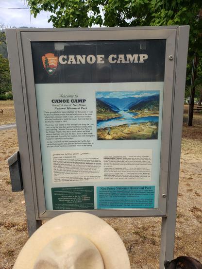 Ranger Sarah learns more about the Canoe Camp site. Read the sign at https://www.hmdb.org/m.asp?m=109872
— in Orofino, ID.
