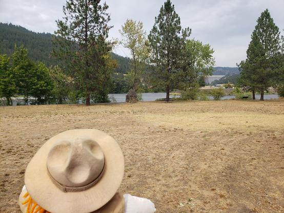 Ranger Sarah looks across the Canoe Camp site, the Clearwater River and Dworshak Dam.
— in Orofino, ID.
