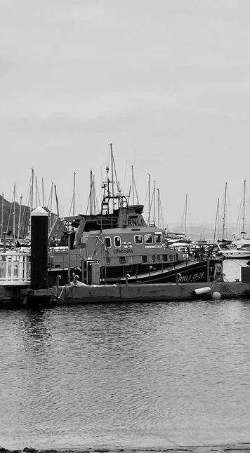 A black and white photo of Brixham Lifeboat, as used by heroes