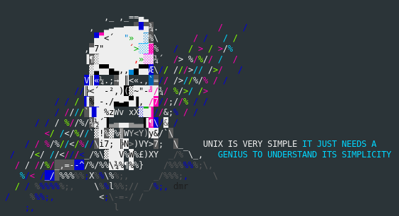 ascii art of Dennis Ritchie in a 