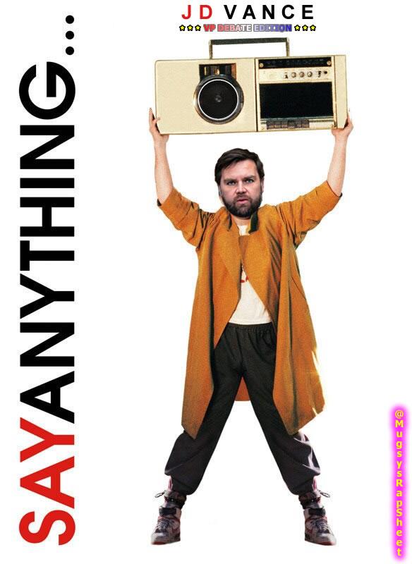 "Say Anything" movie poster with JD Vance's face.