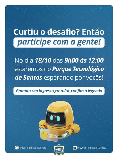 Data 18/10 e horário do Code DOJO da Py013