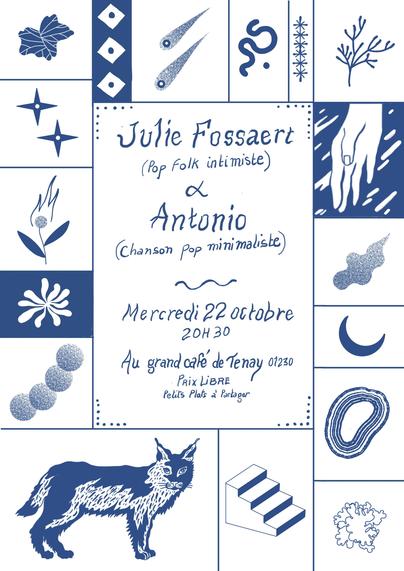 Affiche de Edith Lake  pour le concert de Julie Fossaert et Antonio au grand café de Tenay