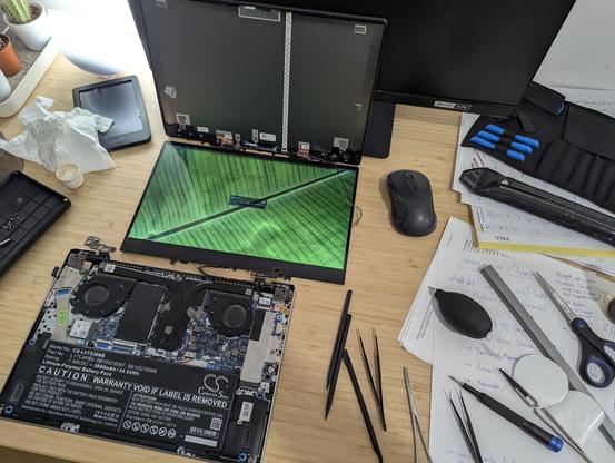 My desk with opened Laptop