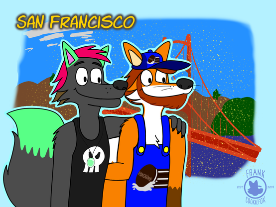Alexei (left) and Frank (right) hanging out in front of the Golden Gate Bridge in San Francisco