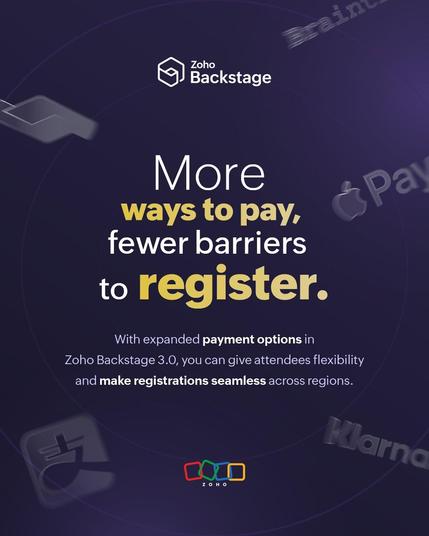 Stripe payment options in Zoho Backstage