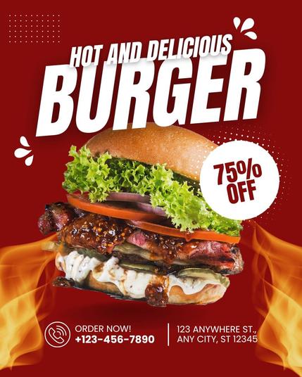 A burger poster design for a restaurant