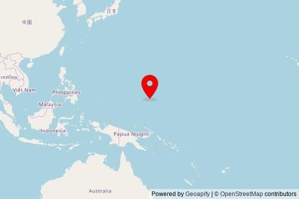 A zoomed in map showing a pin at the position of Saint Elizabeth Church, Fefan Main Road, FM, United States of America