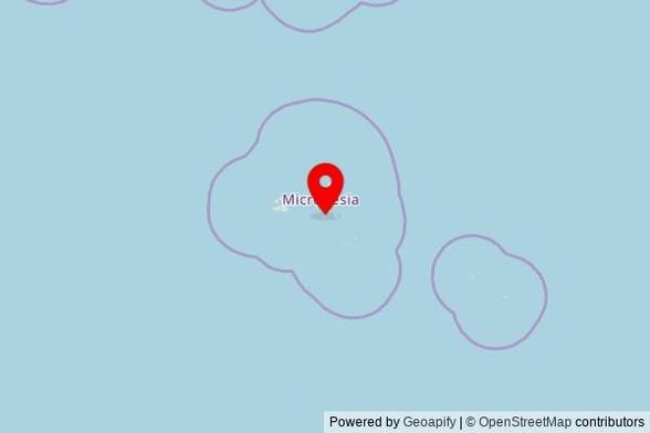 A map showing the area of Chuuk with a pin at the position of Saint Elizabeth Church, Fefan Main Road, FM, United States of America