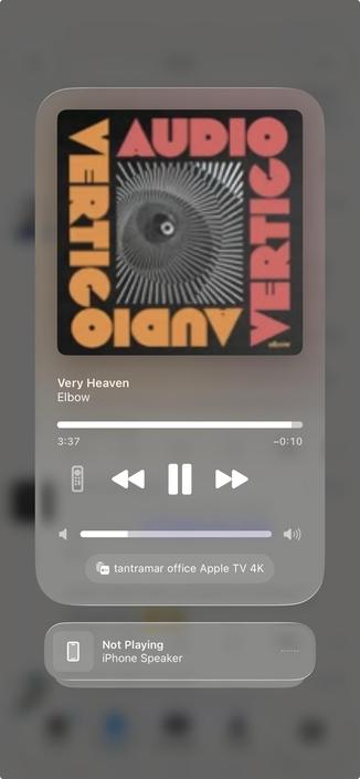 Screenshot of Apple Music playing Very Heaven by Manchester band Elbow from their excellent 2024 album Audio Vertigo.