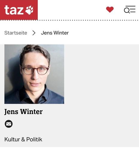 Screenshot von Jens Winter von der taz Seite