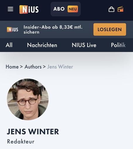 Screenshot von Jens Winter von der NIUS Seite