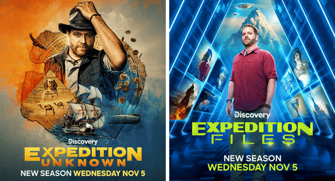 Expedition Unknown and Expedition Files Key Cover art with Josh Gates on Cover-Nov-05-25-Image Courtesy of Discovery Channel