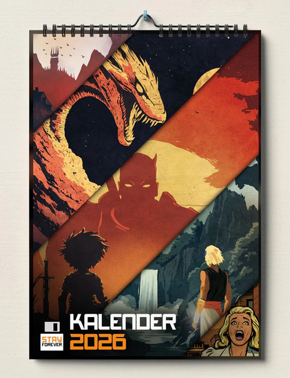 Cover des SF Kalenders 2026, das Titelbild ist eine Kollage mit Ausschnitten aus den Monatsmotiven. 