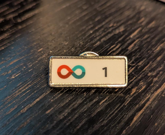 A Canadian Blood Services One Donation pin.