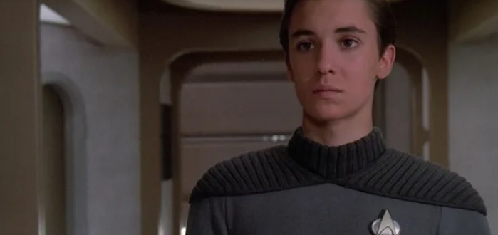 Wesley Crusher in a gray uniform on Star Trek: The Next Generation - Paramount
