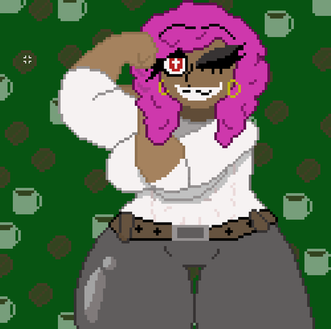 buff lady who works in a coffee shop 