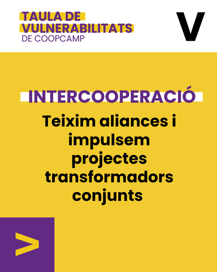 Cartell que diu "Intercooperació. Teixim aliances i impulsem projectes transformadors conjunts"