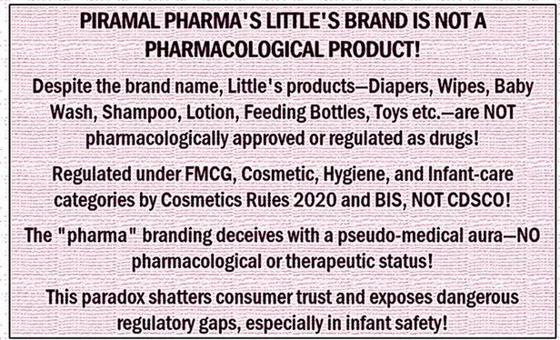 Tragedy and Dedication: Investigates deaths of 22 children from contaminated cough syrup in India, exposing systemic regulatory failure and negligence in pharmaceuticals.
Piramal Pharma’s “Little’s” Line: Critiques baby-care products (wipes, oils, shampoos, diapers, toys, “Jungle Magic” extensions) for masking toxic ingredients with “gentle care” rhetoric.
Health Risks: Highlights dangers from petrochemical-derived ingredients (talc, polypropylene, parabens, phenoxyethanol, superabsorbent polymers), including asbestos, endocrine disruption, microplastics, respiratory issues, and unverified pediatric safety.
Opaque Supply Chains: Notes reliance on Chinese imports (15% of raw materials), environmental pollution (e.g., Digwal), and lax regulation of non-pharmacological FMCG products.
Moral and Cultural Critique: Frames infancy as a battleground of postcolonial capitalism, with iatrogenic harm, false patriotism, and Anthropocene-driven toxicity (climate, microplastics).
Narrative Style: Blends poetic laments, folk songs, philosophical dialogues, and political-ecological critiques to underscore corporate exploitation of parental anxiety.
Data and Demands: Includes appendices on toy industry economics, material toxicities, and sourcing; calls for transparency, audits, pharmacovigilance, and societal reform to honor the lost children.