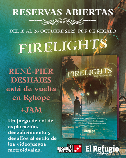 @rpdeshaies regresa con FIRELIGHTS, un juego en solitario de exploración, descubrimiento y desafíos. Eres el último de tu especie y debes devolver la luz a las 6 almenaras de la tierra de Penumbra ➡️ www.elrefugioeditorial.com/firelights En colaboración con @laesquinadelrol