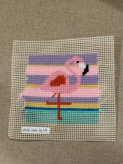 a before photo of a needle point design I worked on