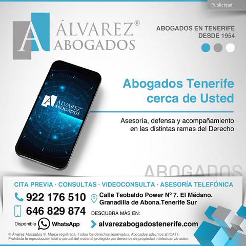 Abogados Tenerife cerca de Usted. Especialistas del Derecho desde 1954. Asesoría, defensa y acompañamiento en las distintas ramas del Derecho. Consultas Jurídicas, Cita Previa, Videollamada y Asesoría Telefónica. Contáctenos ahora sin compromiso. Siempre cerca de Usted, presencial y online. https://alvarezabogadostenerife.com/contacto/   #alvarezabogados #abogados #Tenerife #legal #tenerifelegal #justicia #juzgados #derecho #cercadeusted  