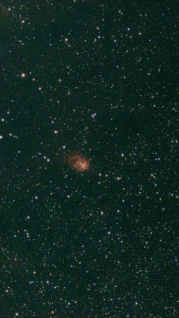 SH 2- 158 / NGC 7538 The Northern Lagoon Nebula - unprocessed image with Moon and Sky Light Filter.  This stellar nursery is home to one of the largest known protostars (NGC 7538 S), a baby star that's still growing and is ~300 times the size of our Solar System. 