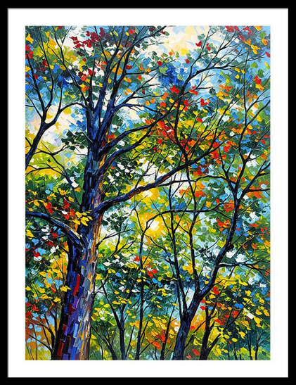 Colorful Tree Branches and Foliage Abstract Impressionist Painting