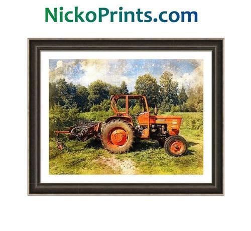 Old Fiat Tractor with Hay Tedder painting