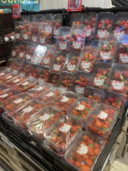 Abgepackte Erdbeeren im Supermarkt