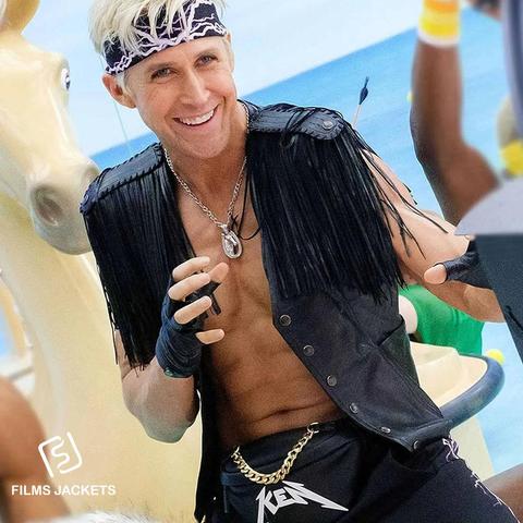 Step into Ken-core with the Barbie Ryan Gosling Fringe Vest 💖