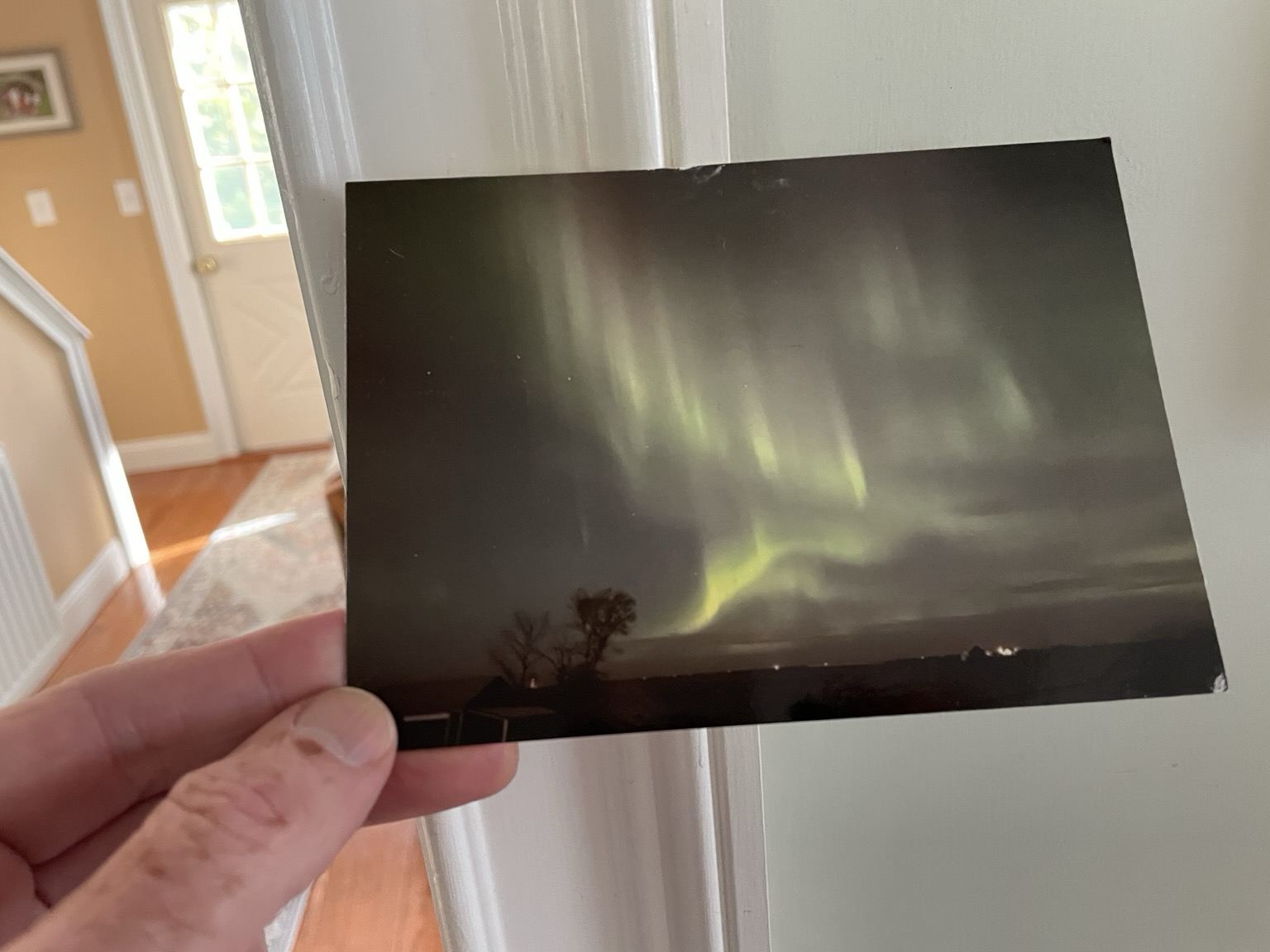 Pic of a postcard of the Northern Lights