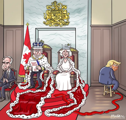 Editorial Cartoon by Graeme MacKay, The Hamilton Spectator – Tuesday May 27 2025

King Charles III’s visit to Canada underscores the country’s sovereignty and distinct identity amid geopolitical tensions with the U.S.