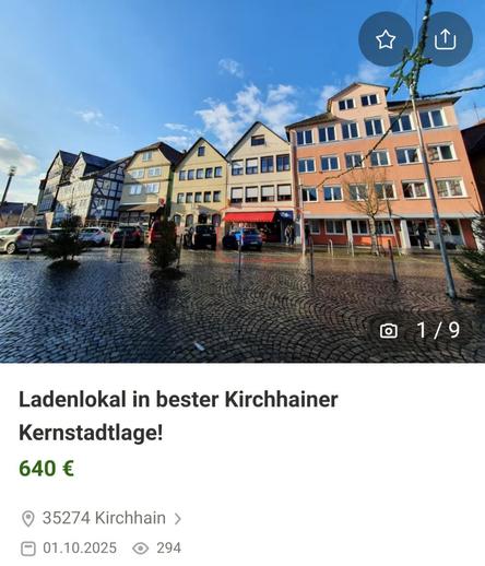 Ladenlokal in bester Kirchhainer Kernstadtlage! 640€ 35274 Kirchhain