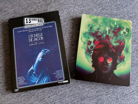 On the left is the French edition of the DVD of Jacob's Ladder ("L'Échelle de Jacob"), and on the right is the steelbook released in October 2025. 