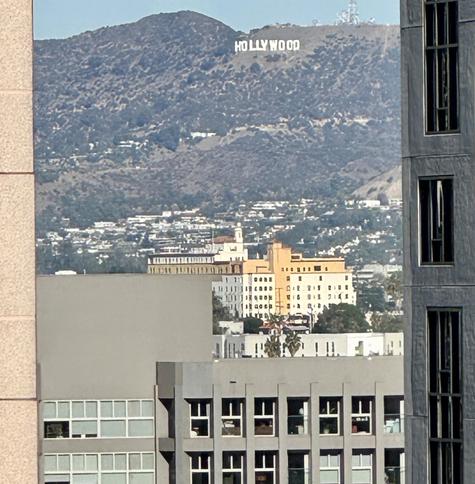 View of the Hollywood sign from DTLA