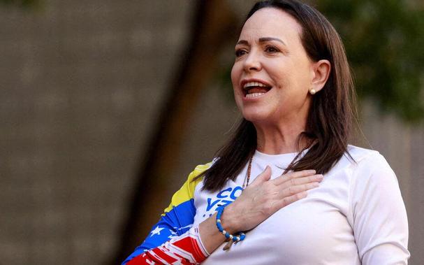 Maria Corina Machado pendant une manifestation à Caracas, au Venezuela, le 9 janvier 2025.