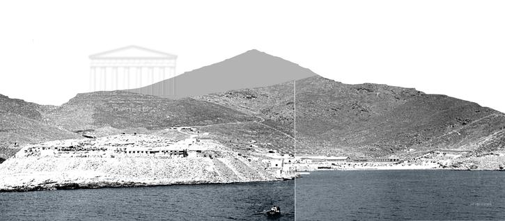 Gyaros Island of Exile - 'The other "Parthenon"' - Prison building under construction, left - Penitentiary camp nr. 4, right - ICRC, 13.06.1948