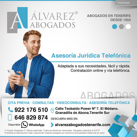 Asesoría Telefónica. Desde Alvarez Abogados Tenerife brindamos el servicio de Asesoría Jurídica Telefónica, adaptada a sus necesidades, fácil y rápida. Sin necesidad de desplazamiento, desde la comodidad de su hogar o trabajo. No lo dude y solicite su asesoría telefónica. https://alvarezabogadostenerife.com/asesoria-juridica-telefonica/  #alvarezabogados #abogados #Tenerife #derecho #legal #asesoria #defensa #telefono #tenerifelegal  