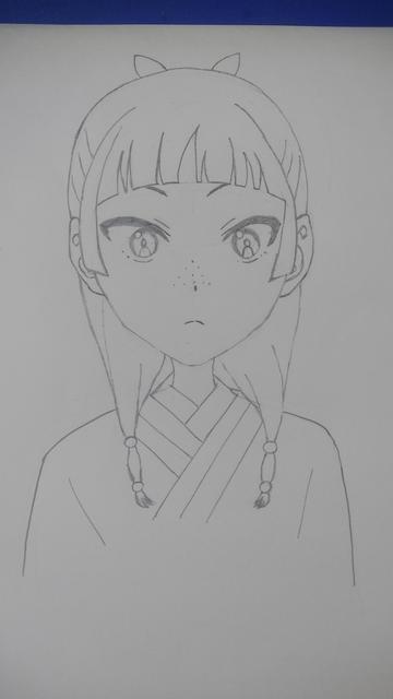 Pencil sketch of Maomao from The Apothecary Diaries