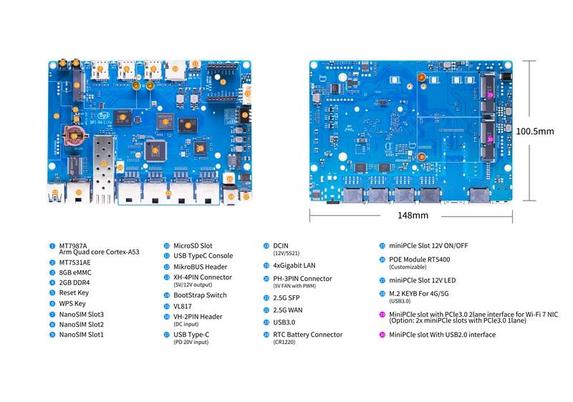 #BananaPi BPI-R4 Lite Open source Router board with #MediaTek #MT7987A,support #Wifi, #4G, #5G.welcome for #OEM& #ODM, we will full support your Project.
https://docs.banana-pi.org/en/BPI-R4_Lite/BananaPi_BPI-R4_Lite
#Openwrt #network #wifi7