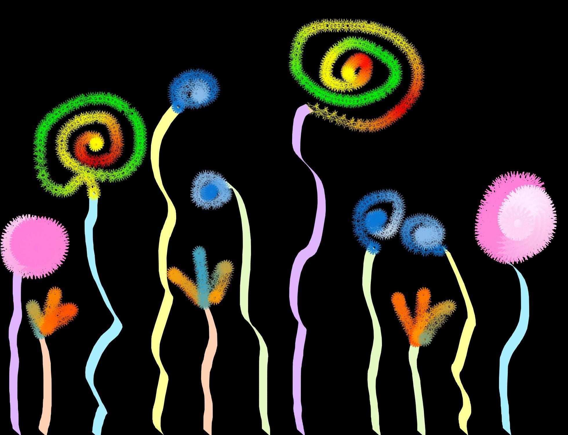 Illustration of flowers in a night garden