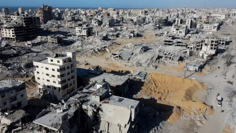 A residential neighbourhood in Gaza in ruins.