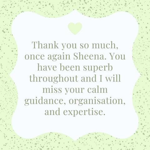 A testimonial from one of my happy clients following her retirement