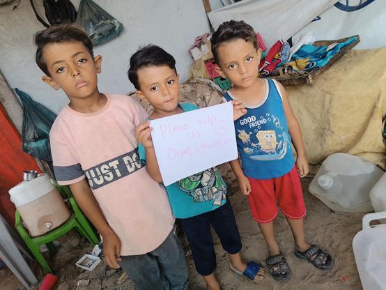 Their only crime is that they were born in Gaza. Please don't forget my children. They have nothing to wear in the winter. My only dream is to build a tent for them to protect them from the cold.