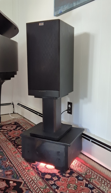 box built and placed under the speakers