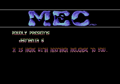 Screenshot of "Jhothamia 6" - Crack: MEC - Published by The Guild Adventure Software on Commodore 64 (19xx)