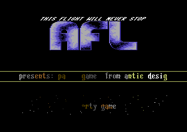 Screenshot of "Party Game" - Crack: Alpha Flight (AFL) - Published by Antic Designs on Commodore 64 (1994)